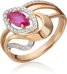 Кольцо с рубином и бриллиантами из красного золота (арт. 2441322)