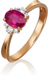 Кольцо с рубином и бриллиантами из красного золота (арт. 2441433)