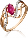 Кольцо с рубином и бриллиантами из красного золота (арт. 2441445)