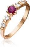 Кольцо с рубином и бриллиантами из красного золота (арт. 2441487)