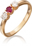 Кольцо с бриллиантами и рубином из красного золота (арт. 2441510)