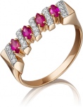 Кольцо с рубинами и бриллиантами из красного золота (арт. 2441675)