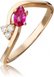 Кольцо с рубином и бриллиантами из красного золота (арт. 2441684)