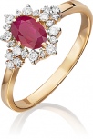 Кольцо с рубином и бриллиантами из красного золота (арт. 2442026)
