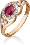 Кольцо с рубином и бриллиантами из красного золота (арт. 2442053)