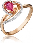 Кольцо с рубином и бриллиантами из красного золота (арт. 2442230)