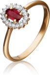 Кольцо с рубином и бриллиантами из красного золота (арт. 2442246)