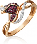 Кольцо с рубинами и бриллиантами из красного золота (арт. 2442354)