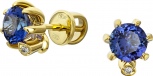 Серьги с танзанитами и бриллиантами из жёлтого золота 750 пробы (арт. 2490483)