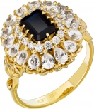 Кольцо с сапфирами и бриллиантами из жёлтого золота 750 пробы (арт. 2490955)