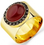Кольцо с рубином и бриллиантами из жёлтого золота (арт. 2501199)