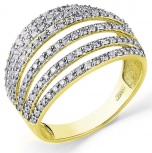 Кольцо с 140 бриллиантами из жёлтого золота (арт. 2502221)