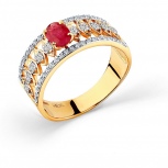 Кольцо с рубином и бриллиантами из красного золота (арт. 2502731)