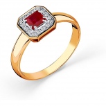 Кольцо с рубином и бриллиантами из красного золота (арт. 2503499)
