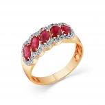 Кольцо с рубинами и бриллиантами из красного золота (арт. 2503547)