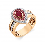 Кольцо с рубинами и бриллиантами из красного золота (арт. 2505045)