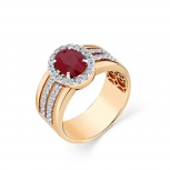 Кольцо с рубином и бриллиантами из красного золота (арт. 2505049)