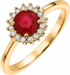 Кольцо с рубином и бриллиантами из жёлтого золота (арт. 2530047)