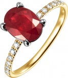 Кольцо с рубином и бриллиантами из жёлтого золота (арт. 2530117)