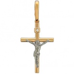 Крестик с бриллиантом из комбинированного золота (арт. 313889)