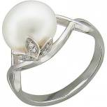 Кольцо с фианитами, жемчугом из серебра (арт. 349359)