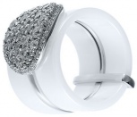 Кольцо с керамикой и фианитами из серебра (арт. 700741)