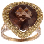 Кольцо с россыпью цветных и драгоценных камней из жёлтого золота (арт. 701159)