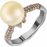 Кольцо с бриллиантами и жемчугом из золота (арт. 706999)