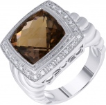 Кольцо с бриллиантами, раухтопазом из белого золота (арт. 733450)