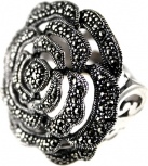 Кольцо Цветок с марказитом из серебра (арт. 735594)