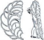 Серьги Перья с фианитами из серебра (арт. 742221)