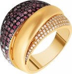 Кольцо с сапфирами и бриллиантами из красного золота (арт. 757331)