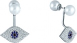 Серьги с жемчугом и фианитами из серебра (арт. 758535)