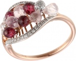 Кольцо с россыпью цветных и драгоценных камней из красного золота (арт. 759909)