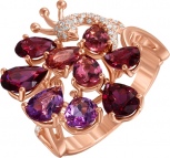 Кольцо с россыпью цветных и драгоценных камней из красного золота (арт. 760139)