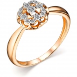 Кольцо Цветок с 13 бриллиантами из красного золота (арт. 806216)