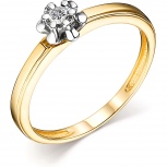 Кольцо с 1 бриллиантом из жёлтого золота (арт. 806233)