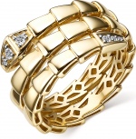 Кольцо Змейка с 6 бриллиантами из жёлтого золота (арт. 806426)
