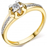 Кольцо с 15 бриллиантами из жёлтого золота (арт. 806436)