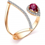 Кольцо с рубином и бриллиантами из красного золота (арт. 806586)