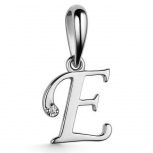 Подвеска буква "Е" с 1 бриллиантом из белого золота (арт. 807121)
