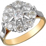 Кольцо с 9 бриллиантами из комбинированного золота 750 пробы (арт. 820557)