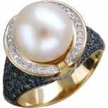 Кольцо с россыпью цветных и драгоценных камней из жёлтого золота (арт. 822315)