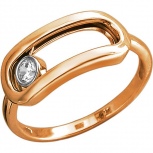 Кольцо с 1 фианитом из красного золота (арт. 822844)