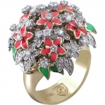 Кольцо Цветы с 228 бриллиантами из комбинированного золота (арт. 824229)