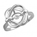 Кольцо с 1 фианитом из серебра (арт. 824470)