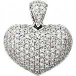 Подвеска Сердце с бриллиантами из белого золота 750 пробы (арт. 824508)