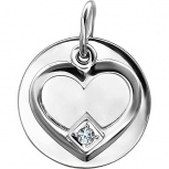 Подвеска Сердце с 1 фианитом из серебра (арт. 825673)