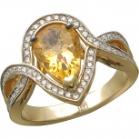 Кольцо с цитрином и бриллиантами из жёлтого золота (арт. 832835)