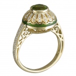 Кольцо Цветок с турмалином, бриллиантами и эмалью из жёлтого золота (арт. 835382)